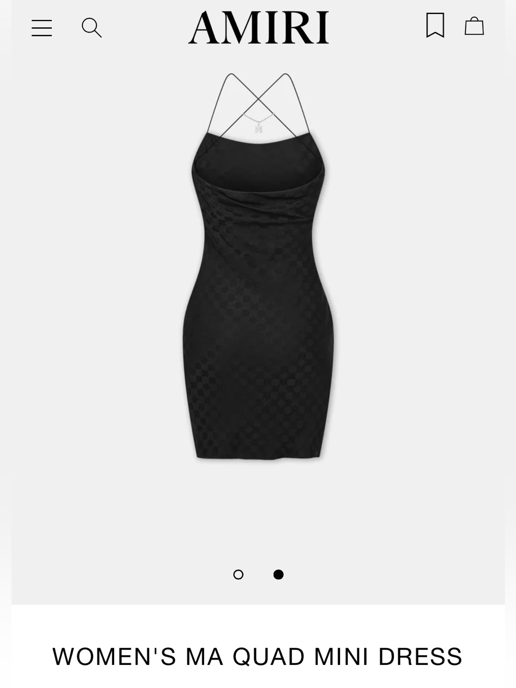 Amiri Black Jacquard Mini Dress With Crossed Spaghetti Straps Small